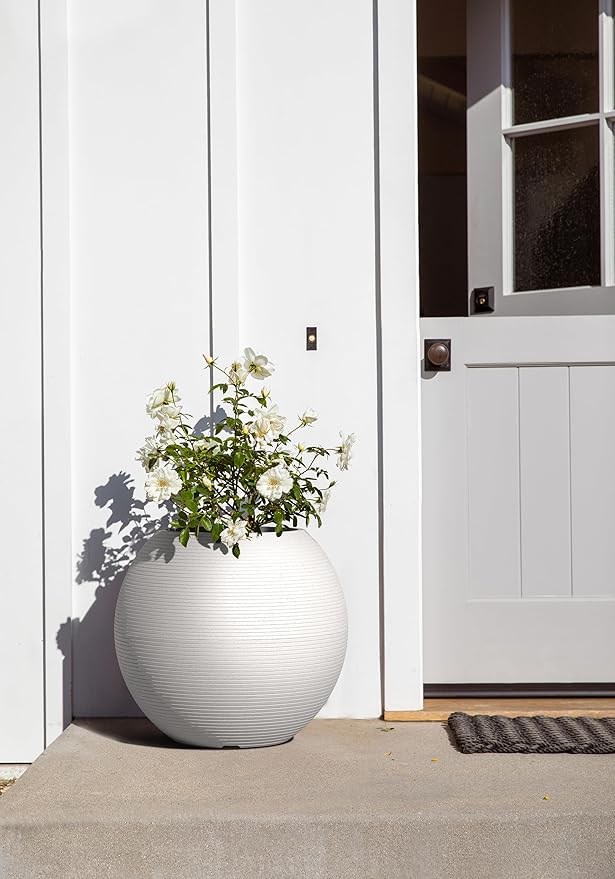 Veradek Strata Series Sphere Round Planter for Patio & Backyard | Durable Plastic-Stone Material | Modern Décor for Tall Trees and Plants VeradekOutdoor