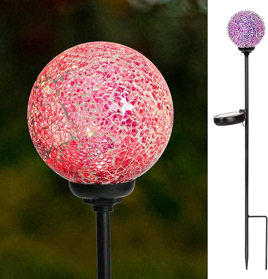 VCUTEKA Solar Garden Lights - Mosaic Solar Lights Outdoor Decor Pathway Light Waterpoof LED Stake Light for Landscape Lawn Patio Yard Decoration 1 Pack VCUTEKA