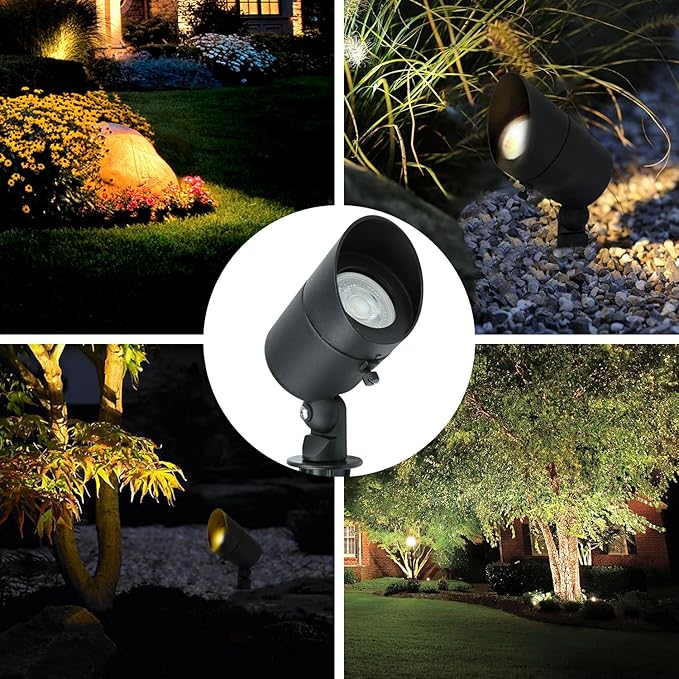 Lumina Lighting® 4W Landscape Lighting 12V Landscape Lights Low Voltage Landscape Spotlights Warm White Waterproof Outdoor Replaceable LED Bulb for Garden, Lawn, Porch, Patio and Yard(Black, 2-Pack) LuminaLighting%C2%AE