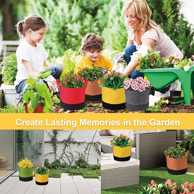 Grow Bags 10 Gallon,6 Pack Fabric Plant Pots with Handles Planter Bag for Outdoor Garden Planting Vegetables Flowers Fruit SouilGoal