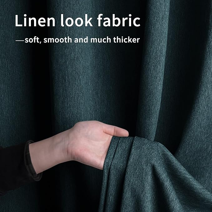 Easy-Going Linen Look Outdoor Curtains Waterproof Windproof Porch Curtains, Soft Thicken Outdoor Privacy Curtains for Patio, Gazebo, Grommet Top and Tab Bottom Drape, 1 Panel, 54x96 inch, Teal Easy-Going