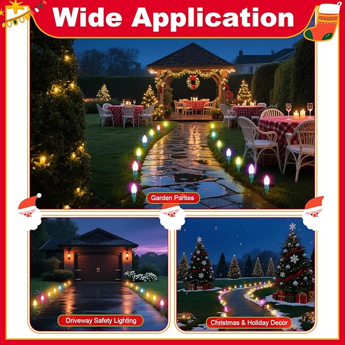 60 Pcs 7.5 Inch Christmas Light Stakes, Christmas Yard Stakes for C7 C9 Christmas Lights, Garden Path Walkway Holiday Decorations(Green) Rootora