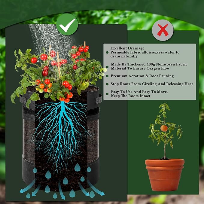 3 Pack 10 Gallon 360° Visibility Potato Grow Bags with Shading Flap, Plant Grow Bags for Growing Potatoes Heavy Duty Thickened Nonwoven Fabric Gardening Vegetable Growing Bags with Harvest Window WelcometoUJG%EF%BC%81