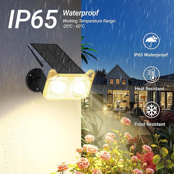 LETMY Solar Spot Lights Outdoor Waterproof with Bigger LED, 6 Pack 135°Adjustable Solar Lights Outdoor, 2-in-1 Wall Lights & 2 Modes Landscape Spotlights for Tree Yard Pathway Garden Decor(Warm White) Letmy