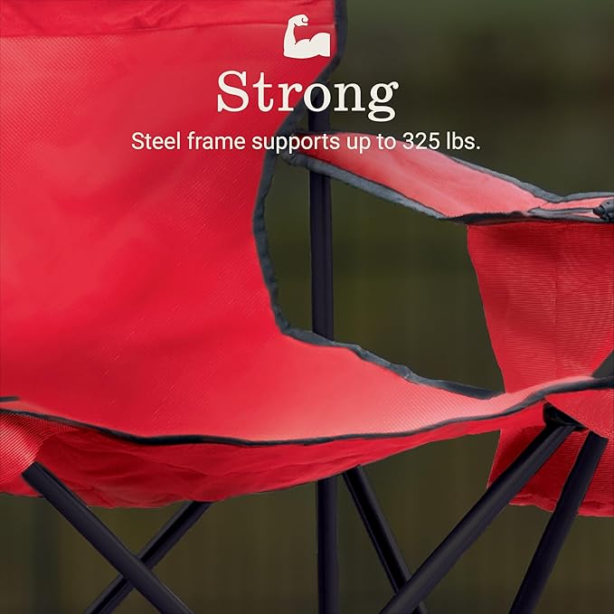 Coleman Portable Camping Chair with 4-Can Cooler, Cushioned Seat & Back with Side Pockets & Cup Holder, Carry Bag Included, Great for Camping, Tailgating, Firepits, Patio, & More Coleman