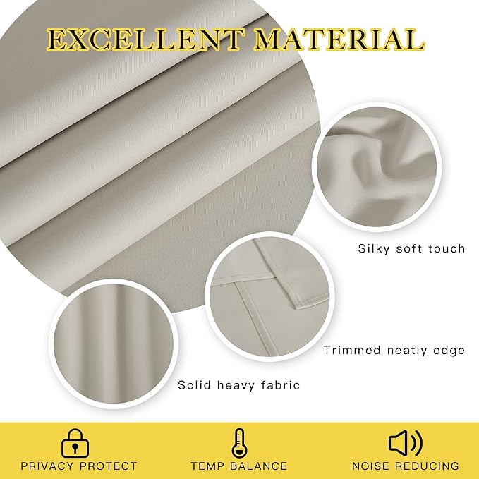 NICETOWN Sliding Door Curtains Extra Wide and Long, Thermal Insulated Large Curtain for Windows Energy Saving Patio Door Panel for Bedroom/Living Room (Natural, W100 x L120, 1 Panel) NICETOWN
