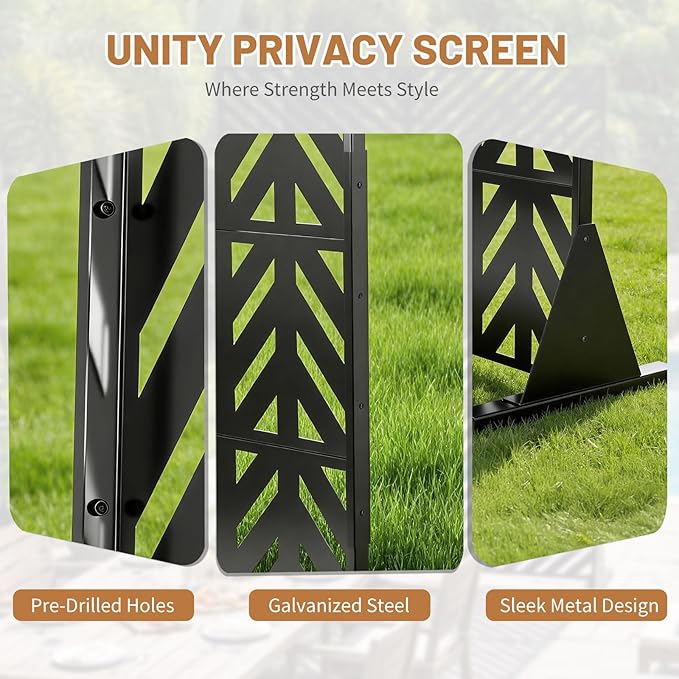 VINGLI Privacy Fence Panels, 72H’’ x 47W’’ Metal Privacy Screen Freestanding, Decorative Privacy Panels for Patio Garden Pool, Outdoor & Indoor (Arrowhead) VINGLI
