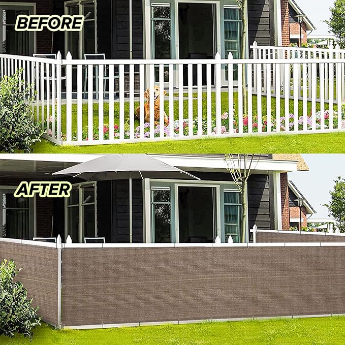 LOVE STORY Balcony Privacy Screen, 3'x11' Deck Shield Screen Fence Cover,UV Protection and Weather-Resistant,3 FT Height for Deck, Patio, Backyard, Outdoor Pool, Porch, Railing, Brown LOVESTORY