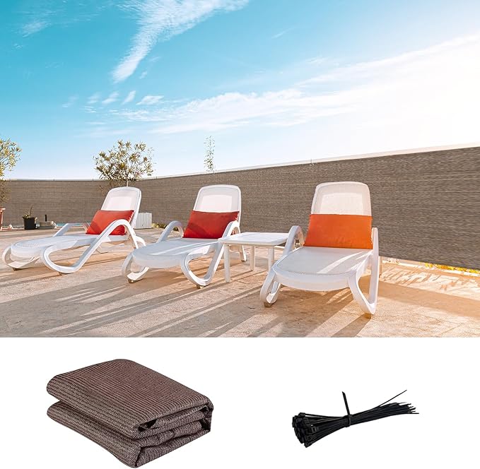 LOVE STORY Custom Size 2'6''x9' Brown Balcony Privacy Screen,UV Block Privacy Fence Screen,90% Shield for Outdoor Pool Garden Apartment Railing LOVESTORY
