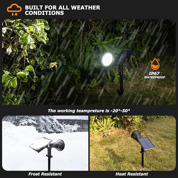 Solar Spot Lights Outdoor, 21 LEDs Brightness Solar Outdoor Lights IP67 Waterproof, 2-in-1 Adjustable Outdoor Lights Solar Powered for Yard Trees Patio Pathway Yard Flag - Cool White(6 Pack) XTGTP