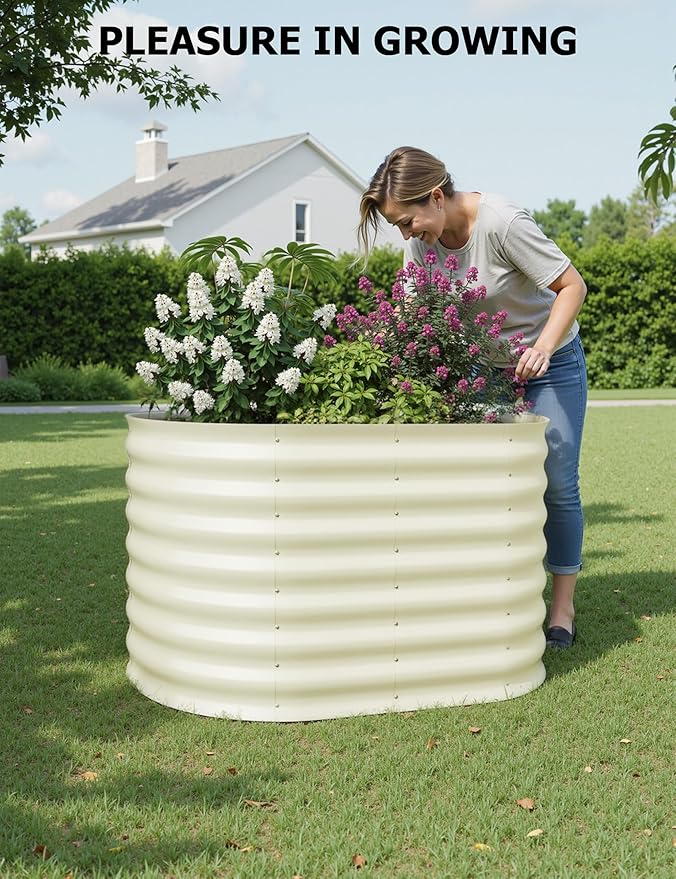 2 Pcs Raised Garden Beds Outdoor 4x2x2 ft - Galvanized Steel Planter Box for Vegetables, Flowers, Rust-Resistant Garden Box, Easy Assembly Raised Beds, Durable Planters for Outdoor Plants, Beige GarveeLife