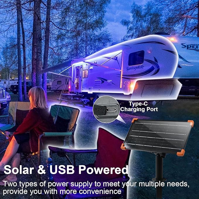 DBFAIRY 50Ft Solar LED Strip Lights Outdoor, Large Capacity Solar Powered Flexible Tape Lights with Remote Dimmable 8 Lighting Modes for Patio Pool Camping Decor, 6000K Cool White DBFAIRY