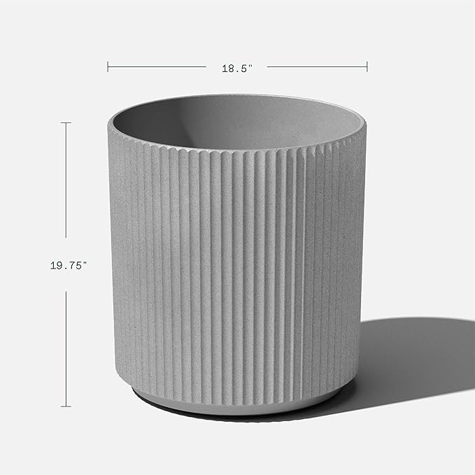 Veradek Mason Series Demi Planter - Large Round Planter for Indoor or Outdoor Patio/Balcony | Made from Plastic & Concrete with Drainage Holes | Modern Décor for Flowers, Trees, Tall Plants VeradekOutdoor