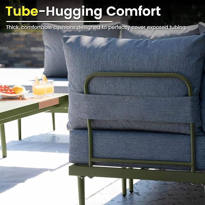 Sundale Outdoor 5 Pieces Patio Furniture Set, Metal Sectional Sofa Patio Conversation Set with Coffee Table, Modern Patio Corner Couch for Balcony, Porch, Sunroom SundaleOutdoor