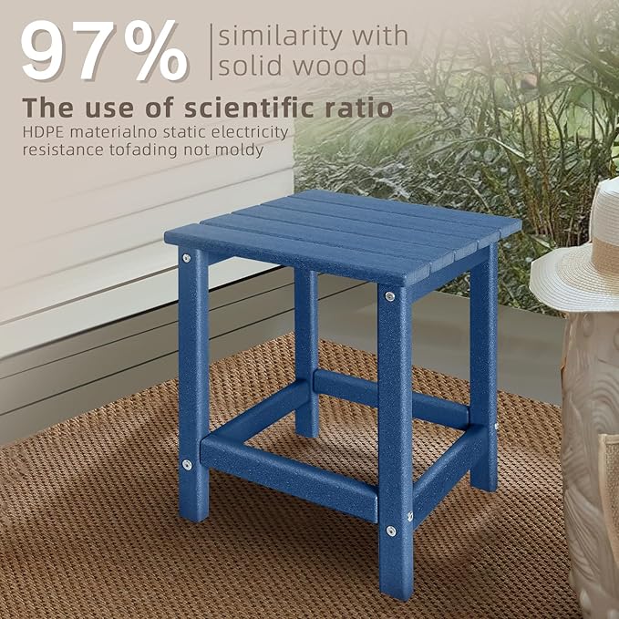 Outdoor Side Tables Adirondack, HDPE Small Table for Patio,Outside End Table for Porch, Deck, Pool, Weather Resistant/Easy Maintenance GARDENSTAR
