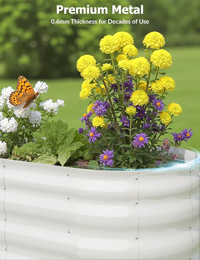 2 Pcs Raised Garden Beds Outdoor 4x2x2 ft - Galvanized Steel Planter Box for Vegetables, Flowers, Rust-Resistant Garden Box, Easy Assembly Raised Beds, Durable Planters for Outdoor Plants, Beige GarveeLife