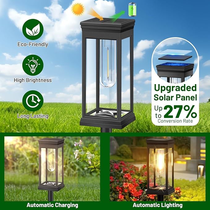 BesLowe Upgraded Solar Pathway Lights Outdoor, 8-Pack Large LED Solar Light Outdoor Waterproof, Super Bright Outside Lights for Yard, Sun-Powered Landscape Lighting for Garden Walkway, Warm White BringYouBrightFuture