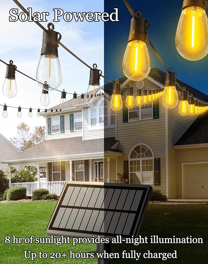 50ft-Solar-Powered-Lights-Outdoor-Waterproof-String Lights-Outside-Patio-Yard-Garden-Fence-Backyard-Deck-Porch-Balcony-Patios-Camping-Battery-Operated-LED-Fairy-Strip-Lighting-Hanging-Edison-Bulbs-S14 Rootora