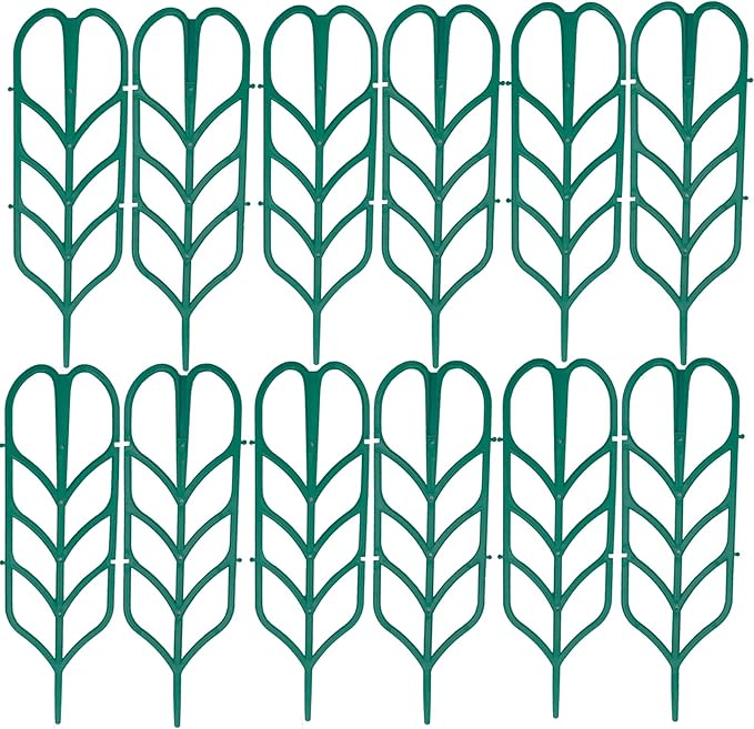 Garden Trellis for Climbing Plants 12 PCS Plastic Indoor Trellis for Potted Plants Green Stackable Mini Climbing Plant Stupport DIY Flower Pot Support for Pea Vegetable Clematis (12 Packs) Jashem