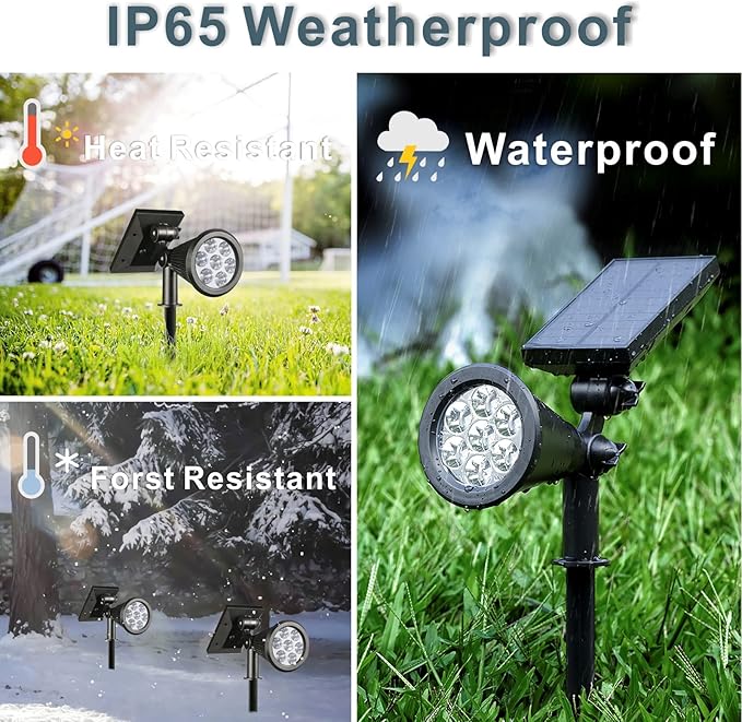 Solar Spotlights, Outdoor Ground Spot Light for Flag Pole, Bright 7-LED Dusk-to-Dawn Waterproof Landscape Flagpole Lights, 2-in-1 Adjustable Solar Powered Lighting for Tree Garden Yard (2 Pack, White) SFSUNFUNY