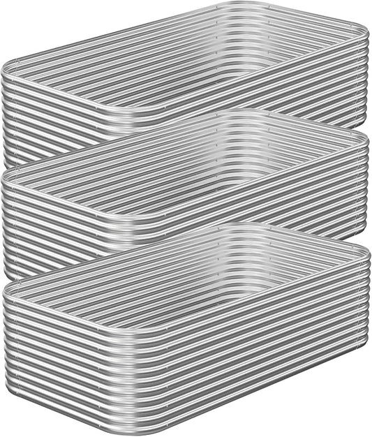 3 Pack Tall 4x2FT Corrugated Galvanized Steel Raised Garden Bed Outdoor, Metal Above Ground Garden Bed for Vegetables and Flowers, Raised Beds for Gardening-4x2x1.5FT CATMANOR