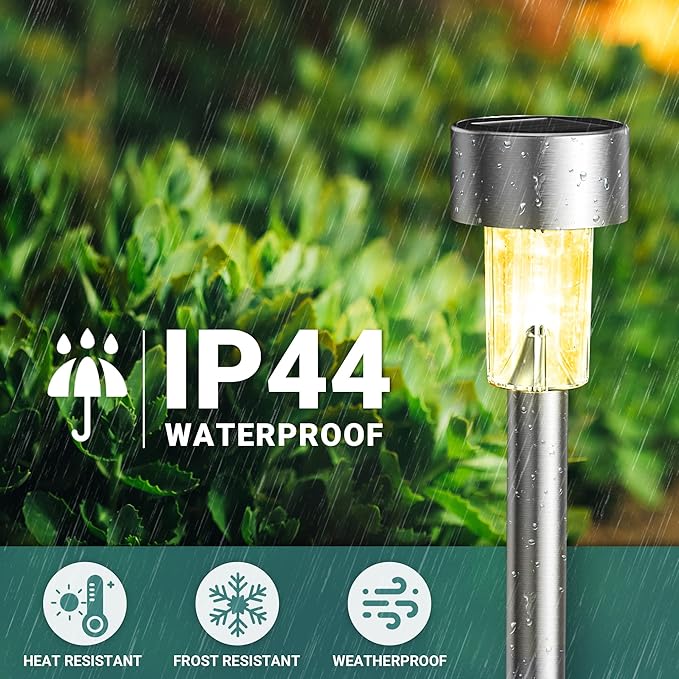 GIGALUMI Solar Lights Outdoor Waterproof, 12 Pack, Stainless Steel LED Solar Garden Lights for Patio, Lawn, Yard and Landscape, Garden Decor Patio Decor,Multicolor GIGALUMI