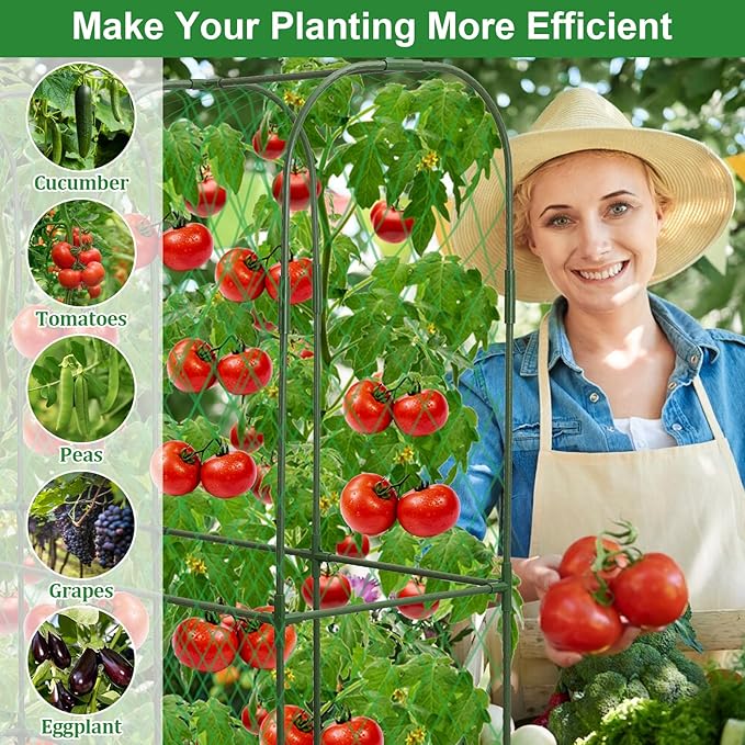 Cucumber Trellis for Raised Bed 5.4x5.5ft U-Shape Adjust Metal Garden Trellis for Climbing Plants Outdoor with Climbing Net Vegetable Arch Trellises Support Plant for Tomato Pea Fruit Squash Trellises LifeisLuck