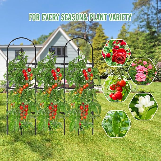 Trellis for Climbing Plants Outdoor,47.2" H Garden Trellis,Rustproof Garden Arch Trellis Cucumber Tomato Support Structure for Raised Bed MQHUAYU