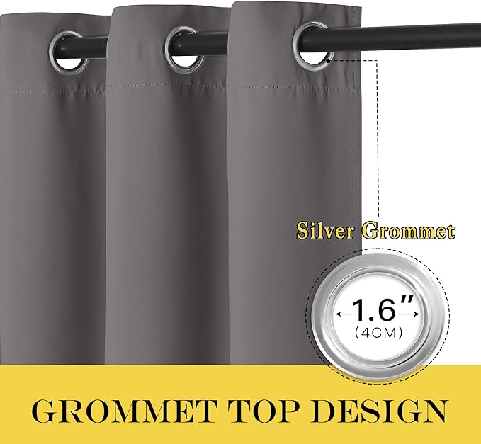 NICETOWN Grey Blackout Curtain 84 inches Long for Bedroom - Thermal Insulated Window Treatment with Grommet Room Darkening Thermal Insulated Panel for Living Room, W52 x L84, 1 Panel NICETOWN
