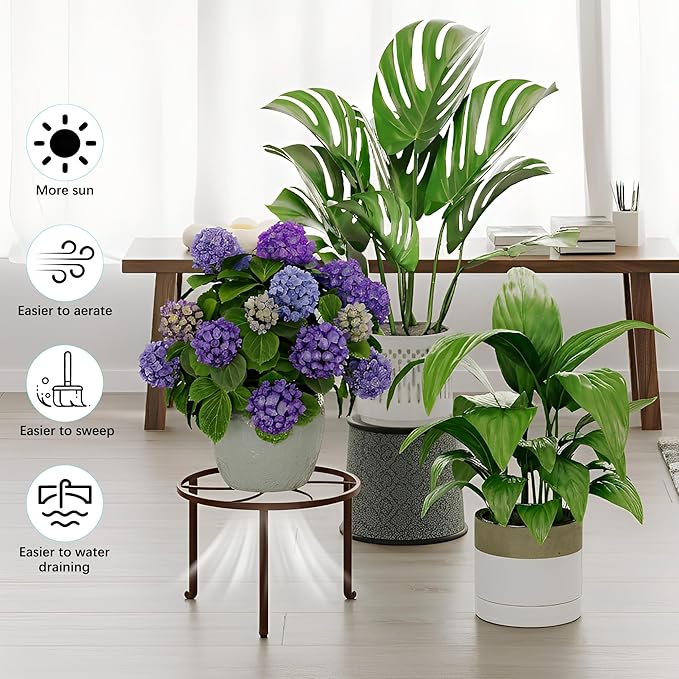 5 PackHeavy Duty Rack for Planter,Anti-Rust Flower Pot Stand Holder for Multiple Plants,Potted Plant Shelf for Living Room, Balcony, Garden, Patio Rootora