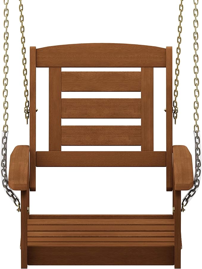Furinno Tioman Hardwood Patio / Garden / Outdoor 2ft Porch Swing, 1 Seater with Hanging Chains, Natural Furinno-FitsYourSpaceFitsYourBudget