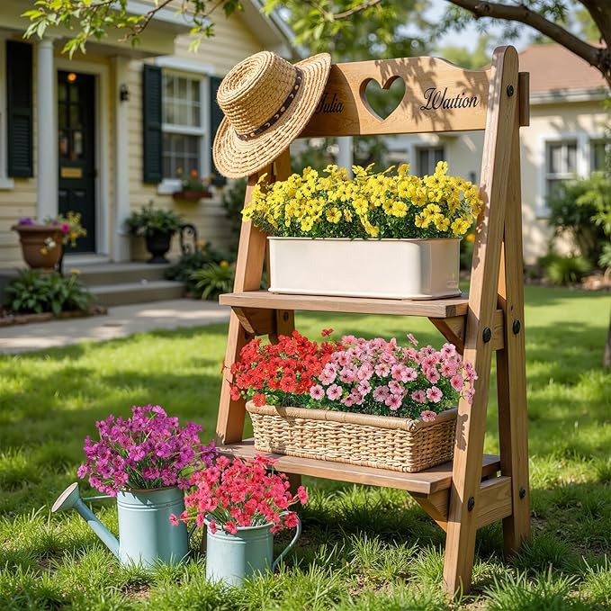 Alupssuc 24 Bundles Artificial Flowers for Outdoors Decoration, UV Resistant Silk Faux Daisy Flora Spring Fake Plastic Plants Greenery for Outside Indoor Yard Home Porch Window Box Decor, Mix 5 Colors Alupssuc
