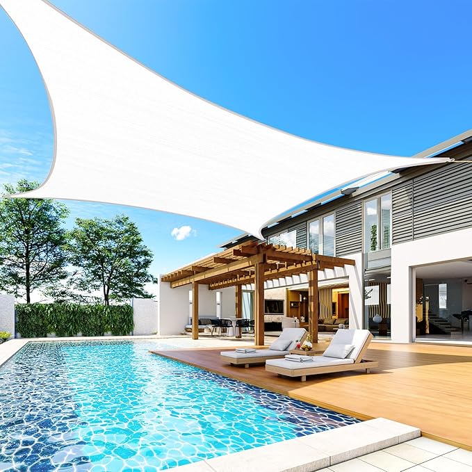 Quictent 20x26ft Sun Shade Sail for Patio, 185GSM Heavy Duty Rectangular Outdoor Sunshades UV Block Outside Canopy Cover for Backyard White QUICTENT