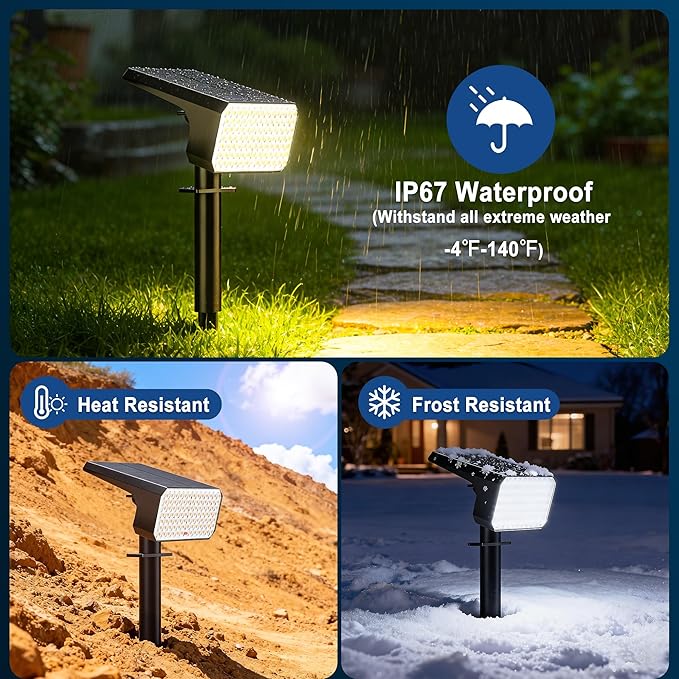 LANSOW 12 Pack Solar Spot Lights Outdoor Waterproof IP67, (90 LED/4 Modes) Solar Landscape Spotlights, 2-in-1 Solar Powered Flood Lights for Yard Garden Pathway Outside Tree, Auto ON/Off(Warm White) LANSOW
