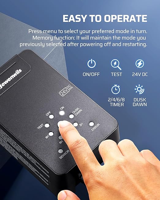 DEWENWILS 60W Low Voltage Landscape Transformer 120V AC to 24V DC, Outdoor Landscape Lighting Transformer Photocell Sensor & Timer, Weatherproof Low Voltage Transformer for Spotlights Pathway Lights DEWENWILS