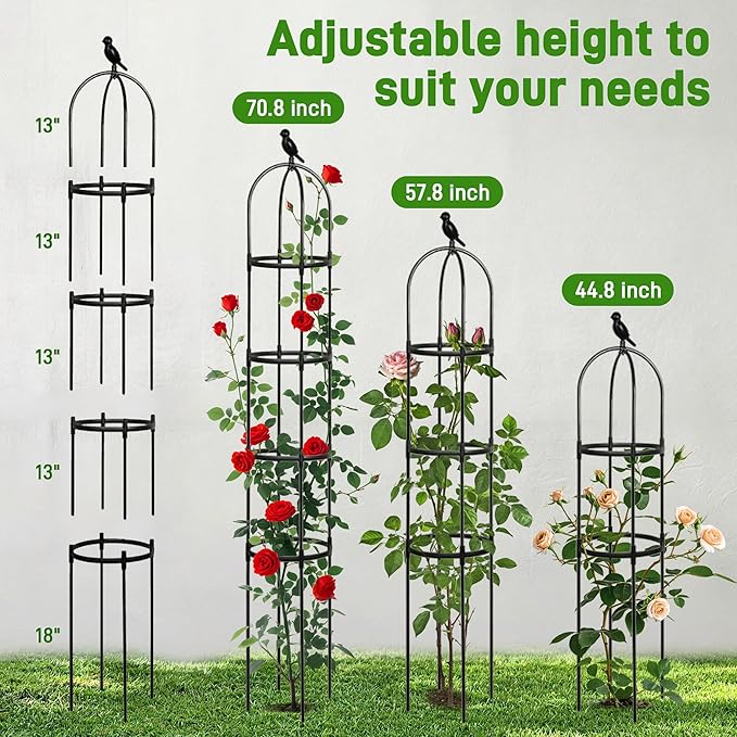 2 Pack Trellis for Climbing Planting Outdoor, 6ft Plant Trellis-Rustproof Metal Pipe with Heavy Duty Plastic Coated, Potted Plant Support for Clematis Vine Jasmine Support Anothera