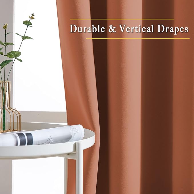 NICETOWN Blackout Burnt Orange Curtain & Drape - Room Darkening Light Blocking Window Treatment for Living Room, W52 x L84, 1 Panel NICETOWN
