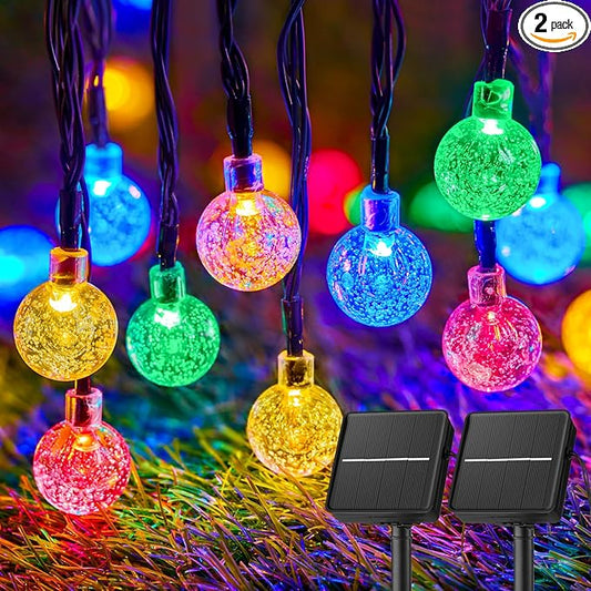 Brightown Solar String Lights Outdoor Waterproof, 2-Pack 120 LED 72Ft Total, Solar Powered Globe Patio Lights with 8 Lighting Modes for Garden Yard Porch Wedding Party Decor (Multicolor) Brightown