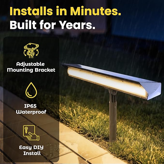 Brighticonic Solar Sign Lights Outdoor – LED Solar Sign Light for House Numbers & Real Estate Signs – 13" Warm White Floodlight, IP65 Waterproof, Dusk to Dawn Solar Mailbox Light Brighticonic