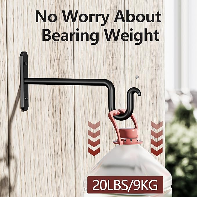 Hanging Plant Brackets 8 Inch - 2 Pack Plant Hanger for Hanging Plants, Heavy Duty Plant Hook for Hanging Bird Feeders, Flower Baskets, Wind Chimes, Lanterns, Indoor or Outdoor. Rootora