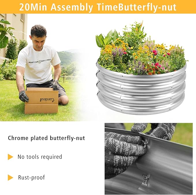 Garden Galvanized Raised Garden Bed Kit - Metal Planter Boxes for Vegetables/Herbs/Flowers, Heavy-Duty Steel Outdoor Garden Box with Reinforced Edges(3X3X1FT) Gardeal