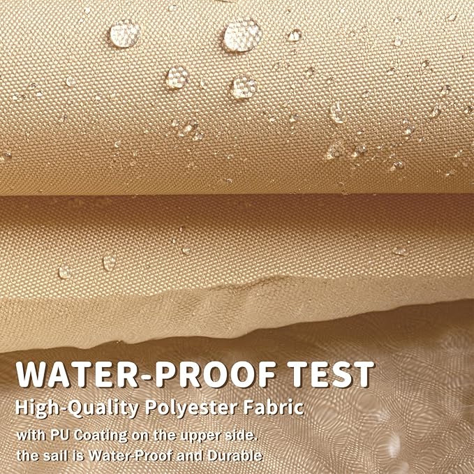 LOVE STORY Rectangle 7'x9' Waterproof Sun Shade Sail Canopy UV Block for Outdoor Patio Backyard Carport,Sand(We Make Custom Size) LOVESTORY