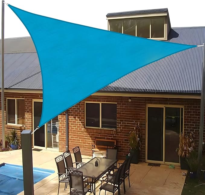 SUNLAX Sun Shade Sail 13' x 13' x 13' Turquoise Blue Triangle Canopy Sail Shade Cover UV Block Permeable Sunshade Outdoor for Patio Backyard (We Make Custom Size) SUNLAX