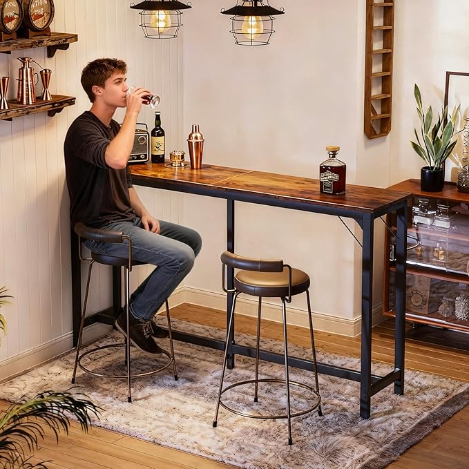 ODK 71 Inch Bar Table, Bar Height Pub Table, Counter Height Bar Table, Rectangular High Top Kitchen & Dining Counter Tables with Sturdy Legs & Easy-to-Clean Top, Vintage Brown ODK
