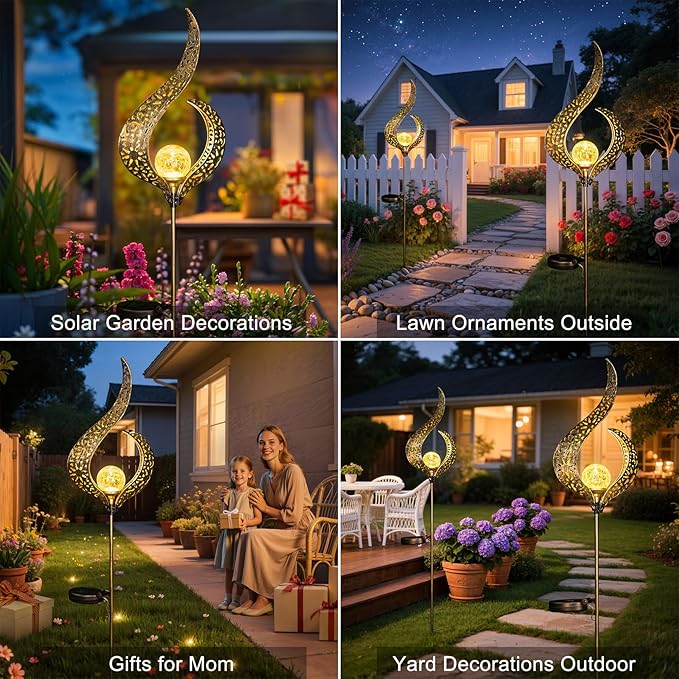 HOMEIMPRO Outdoor Solar Garden Lights Waterproof, Gifts for Mom Dad, Yard Art, Pathway, Lawn Ornaments, Outdoor Decor,Birthday Gifts for Wife Women (Bronze,2Pack) Homeimpro
