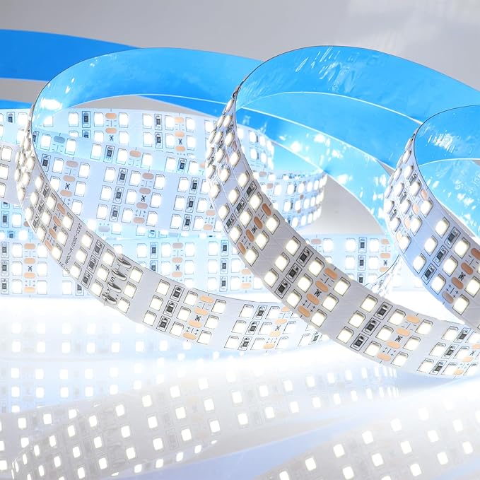 16.4ft SMD 2835 White LED Strip Lights 12V 1800 LEDs Triple Row Daylight White 6000K Dimmable LED Flexible LED Tape Lights for Home, Bed, Kitchen Decor(Non-Waterproof IP20) LEDENET