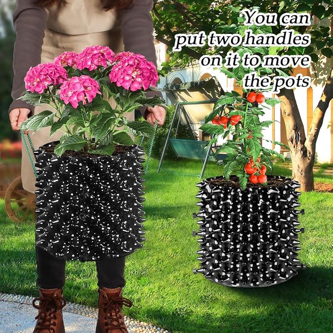Air Pruning Planters 5 Gallon 6-Pack, Sturdy Plastic Roots Control Planter Container for Fruit Vegetable Garden Orchard, Size 12"x12",Black RooTrimmer