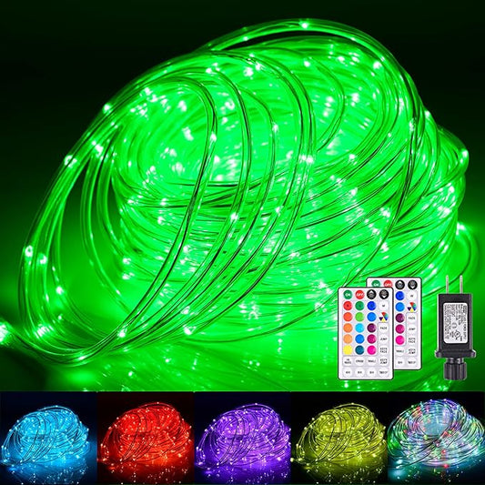 66Ft LED Rope Lights Outdoor, 18 Colors Changing String Lights Plug in with Remotes, Waterproof 200 LEDs Multicolor Fairy Light, RGB Christmas Rope Lighting for Bedroom Garden Halloween Decor Nazuwke