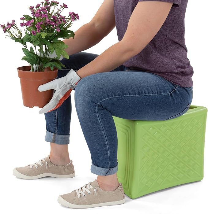 Simplay3 Handy Home 3-Level Heavy Duty Work/Garden Seat - 12" x 15" x 9" - Green, Made in USA Simplay3