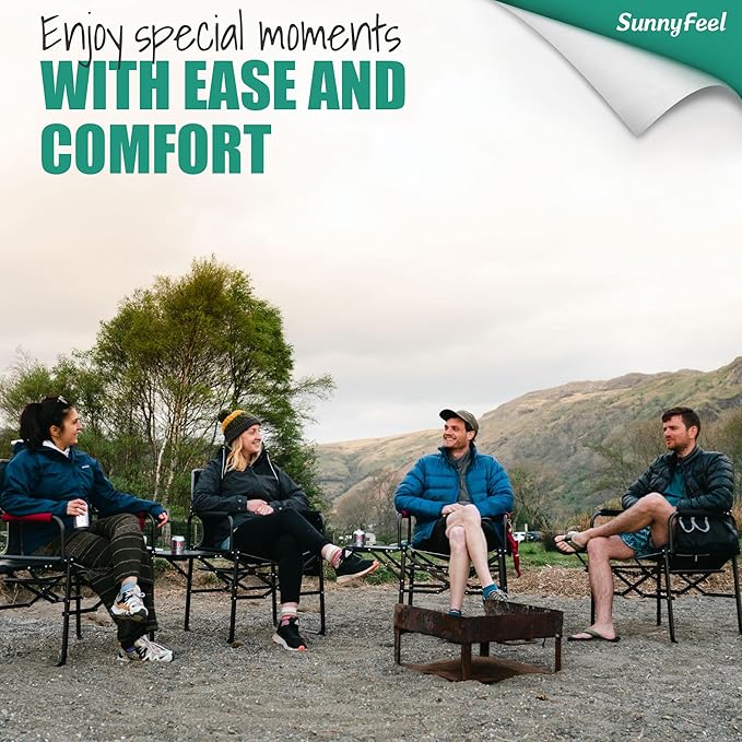 SUNNYFEEL Camping Directors Chair, Heavy Duty,Oversized Portable Folding Chair with Side Table, Pocket for Beach, Fishing,Trip,Picnic,Lawn,Concert Outdoor Foldable Camp Chairs SunnyFeelCamping